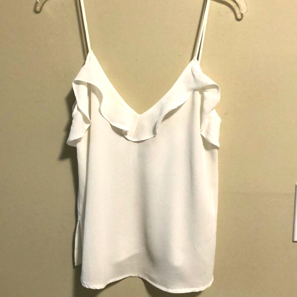 Zara Cami Top Blouse Ruffle SZ S White EUC
